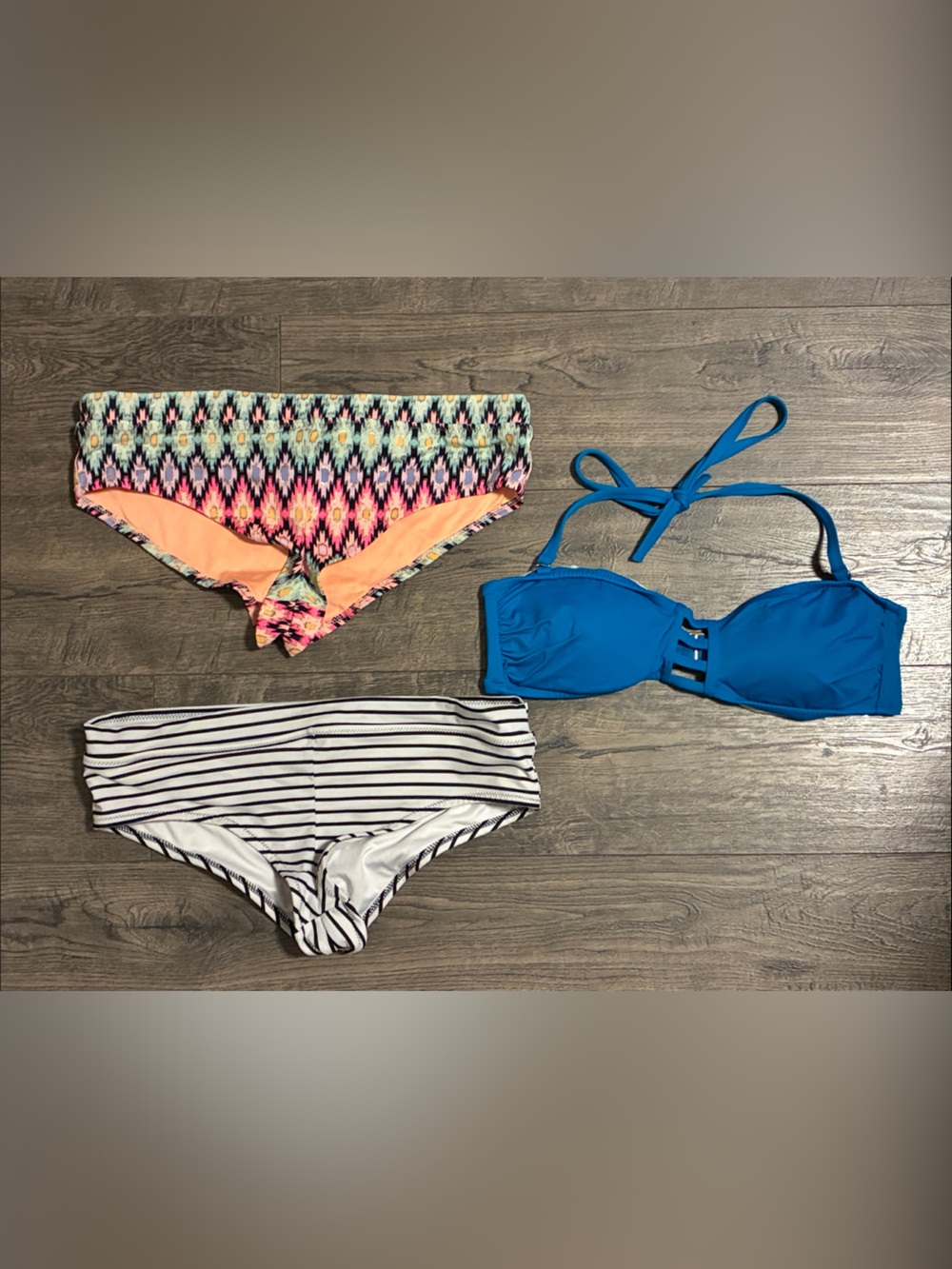 Victoria's Secret Bikini Top (Large) and 2 Bikini Bottoms (Both Medium)